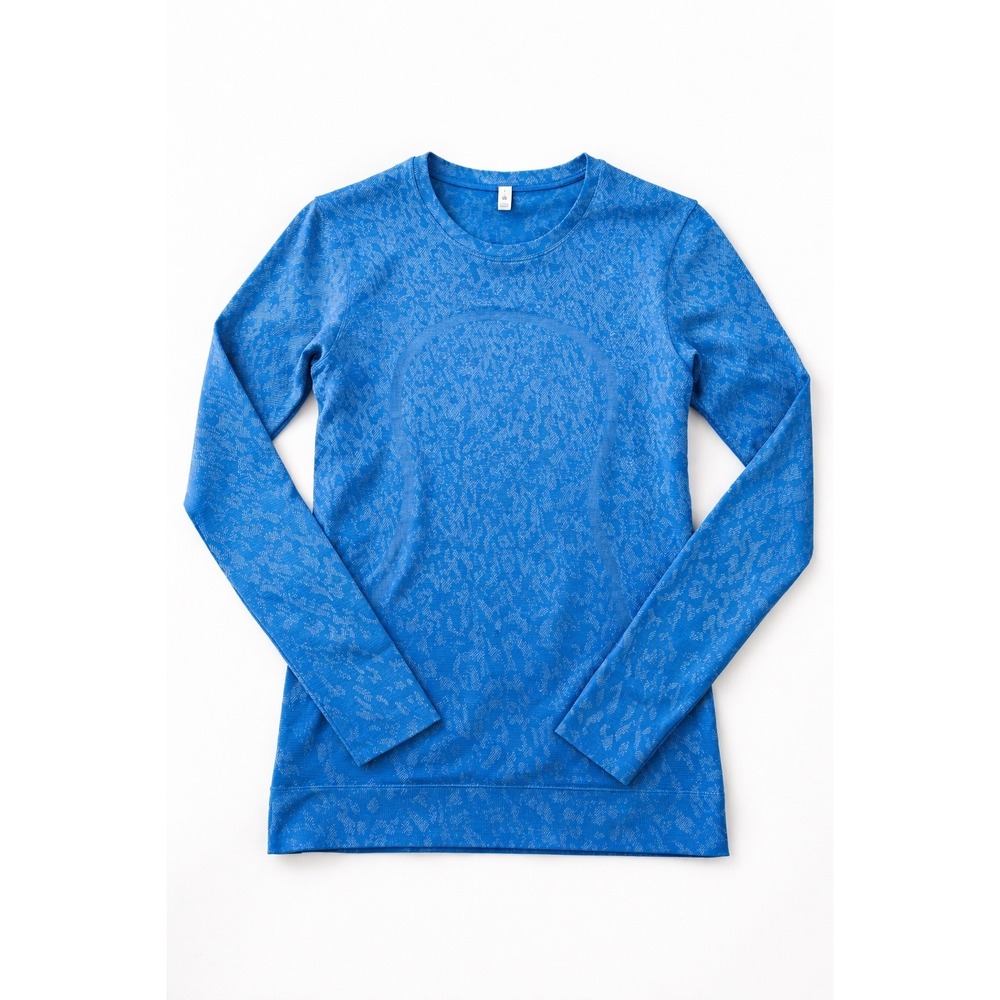 Lululemon Swiftly Tech Long Sleeve 2.0 Blue Leopard Camo Shirt LW3FE9S Size 6